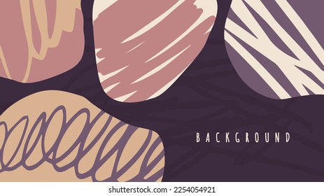 Colorful background with organic shape and abstract doodle