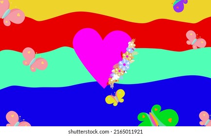 colorful background over love for wallpaper