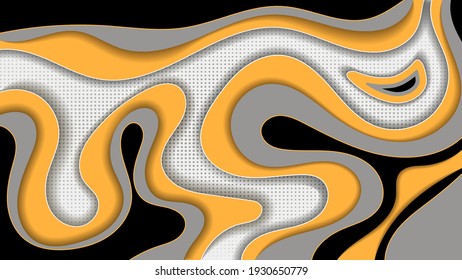 fondo colorido con efecto de corte de papel. formas abstractas de color naranja, gris y negro superpuestas con trazos y bordes ondulados sobre fondo de textura clara. vector 