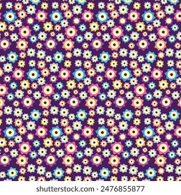 Un fondo colorido con un patrón de flores. Patrón de flores colorido sin costuras Vector de fondo
