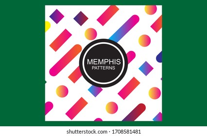 Diseños Memphis de patrones de fondo colorido