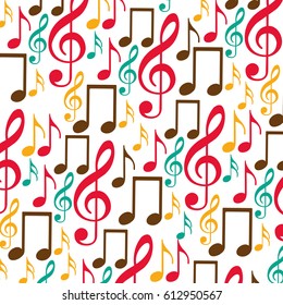colorful background with pattern of musical notes icons vector illustration
