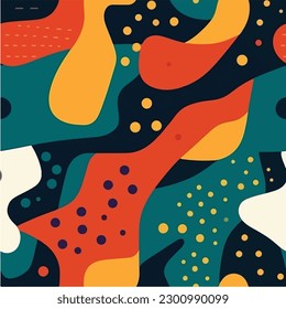 A colorful background with a pattern of shapes and colors. seamless pattern. Abstract textile, geometric flat color. vector illustration. 