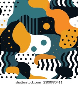 A colorful background with a pattern of shapes and colors. seamless pattern. Abstract textile, geometric flat color. vector illustration. 