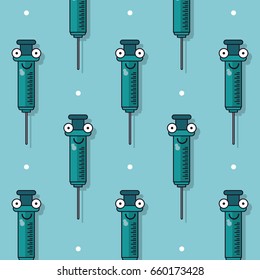 colorful background with pattern of syringes animated