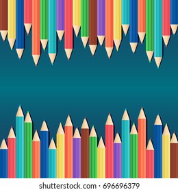 Colorful background with pencils. Vector illustration.