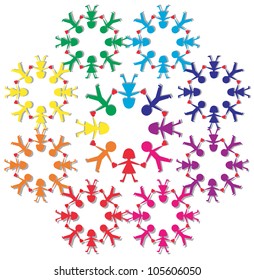 Colorful background with people cut out of paper vector