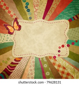 colorful background with pieces of cloth and a butterfly for your photos