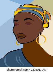 Colorful background, portrait of Colored woman