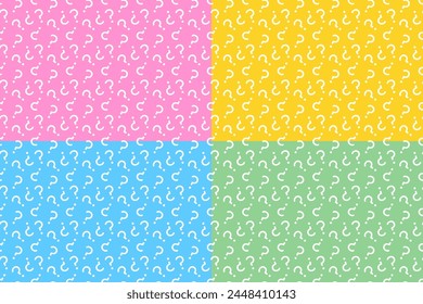 Colorful background with question marks. Abstract seamless pattern surface design wallpaper. School lesson presentation, searching for answers, conversation, communication