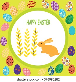 colorful background with rabbit and font