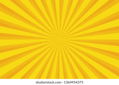 colorful background with radial lines and halftone dots for retro illustration in pop art style