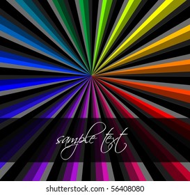 Colorful background with rays and place for text, vector