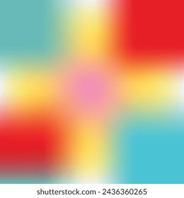 A colorful background with a red square in the middle. The background is a mix of blue, yellow, and red