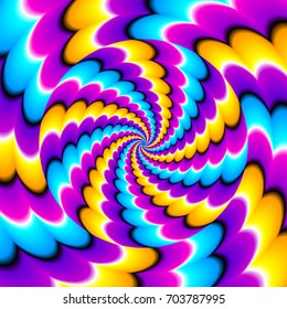 Colorful background with the rotating sphere. Spin illusion.