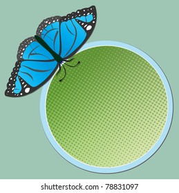 colorful background with round frame and  beautiful butterfly