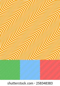 Colorful Background Set with Diagonal Wavy Lines