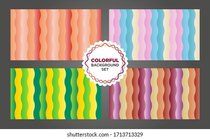 Colorful background set, green, light green, pink, dark red, orange, light & dark nice abstract vector background with round ornaments 