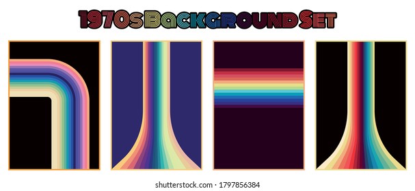 Colorful Background Set for Posters, Covers 1970s Style 