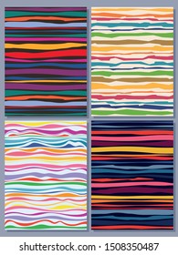 Colorful Background Set, Striped Patterns, Psychedelic Colors, Abstract Backdrop