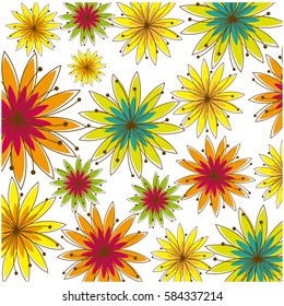 colorful background with several flowers vector illustration