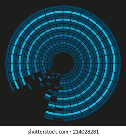 Colorful background in shades of blue in circular tiles with black background (none of tile is missing in eps, they are just painted black)