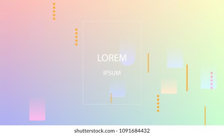 Colorful Background with Simple Fluid Shapes. Holographic Colour Gradient. Cool Abstract Background. Vector Illustration.
