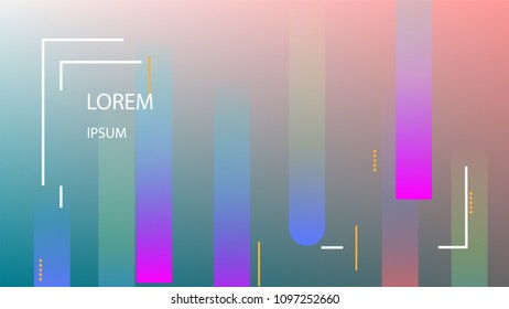 Colorful Background with Simple Fluid Shapes. Holographic Colour Gradient. Trendy Abstract Background. Vector Illustration.