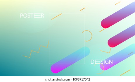 Colorful Background with Simple Fluid Shapes. Holographic Colour Gradient. Cool Abstract Background. Template for Banner, Poster or Flyer Design. Vector Illustration.