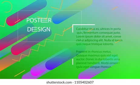 Colorful Background with Simple Fluid Shapes. Holographic Colour Gradient. Cool Abstract Background. Vector Illustration.