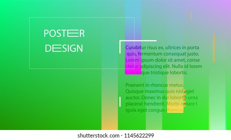 Colorful Background with Simple Fluid Shapes. Holographic Colour Gradient. Cool Abstract Background. Template for Banner, Poster or Flyer Design. Vector Illustration.