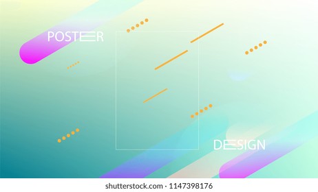 Colorful Background with Simple Fluid Shapes. Holographic Colour Gradient. Cool Abstract Background. Template for Banner, Poster or Flyer Design. Vector Illustration.