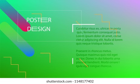 Colorful Background with Simple Fluid Shapes. Holographic Colour Gradient. Trendy Abstract Background. Vector Illustration.