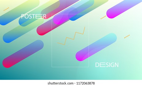 Colorful Background with Simple Fluid Shapes. Holographic Colour Gradient. Cool Abstract Background. Vector Illustration.