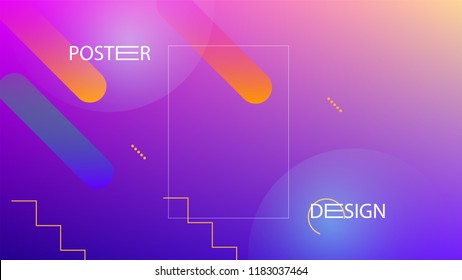 Colorful Background with Simple Fluid Shapes. Holographic Colour Gradient. Cool Abstract Background. Vector Illustration.