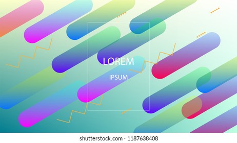 Colorful Background with Simple Fluid Shapes. Holographic Colour Gradient. Cool Abstract Background. Template for Banner, Poster or Flyer Design. Vector Illustration.