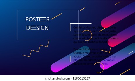 Colorful Background with Simple Fluid Shapes. Holographic Colour Gradient. Cool Abstract Background. Template for Banner, Poster or Flyer Design. Vector Illustration.
