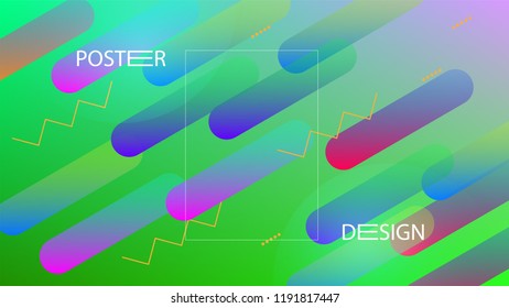 Colorful Background with Simple Fluid Shapes. Holographic Colour Gradient. Cool Abstract Background. Template for Banner, Poster or Flyer Design. Vector Illustration.