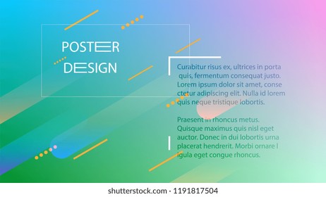 Colorful Background with Simple Fluid Shapes. Holographic Colour Gradient. Trendy Abstract Background. Vector Illustration.