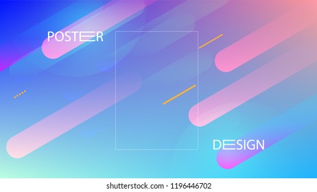 Colorful Background with Simple Fluid Shapes. Holographic Colour Gradient. Cool Abstract Background. Template for Banner, Poster or Flyer Design. Vector Illustration.