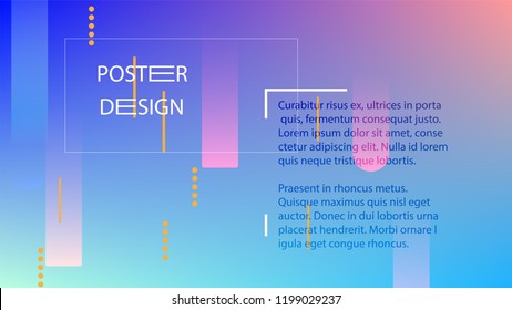 Colorful Background with Simple Fluid Shapes. Holographic Colour Gradient. Cool Abstract Background. Vector Illustration.