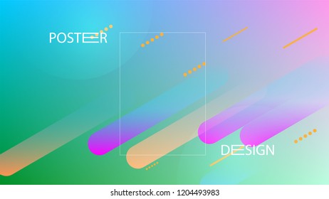 Colorful Background with Simple Fluid Shapes. Holographic Colour Gradient. Cool Abstract Background. Vector Illustration.