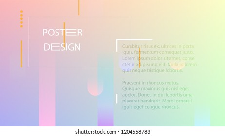 Colorful Background with Simple Fluid Shapes. Holographic Colour Gradient. Cool Abstract Background. Vector Illustration.