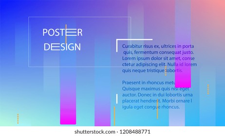 Colorful Background with Simple Fluid Shapes. Holographic Colour Gradient. Cool Abstract Background. Template for Banner, Poster or Flyer Design. Vector Illustration.