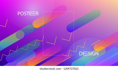 Colorful Background with Simple Fluid Shapes. Holographic Colour Gradient. Cool Abstract Background. Vector Illustration.
