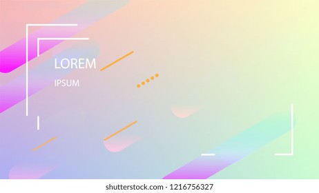 Colorful Background with Simple Fluid Shapes. Holographic Colour Gradient. Cool Abstract Background. Template for Banner, Poster or Flyer Design. Vector Illustration.