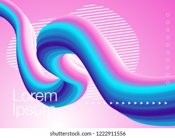 Colorful Background with Simple Fluid Shapes. Holographic Colour Gradient