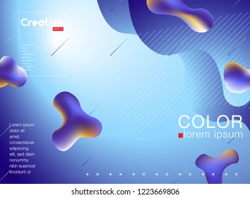 Colorful Background with Simple Fluid Shapes. Holographic Colour Gradient
