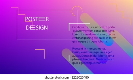 Colorful Background with Simple Fluid Shapes. Holographic Colour Gradient. Cool Abstract Background. Template for Banner, Poster or Flyer Design. Vector Illustration.