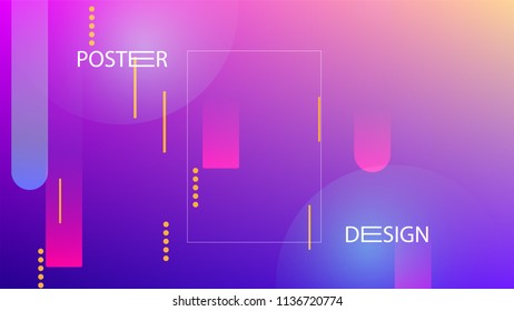 Colorful Background with Simple Geometric Shape. Holographic Colour Gradient. Cool Abstract Background. Template for Banner, Poster or Flyer Design. Vector Illustration.